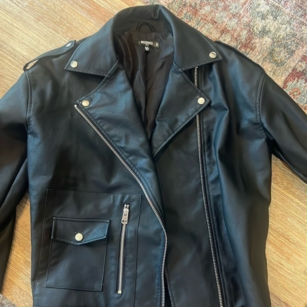 Misguided tall faux leather jacket